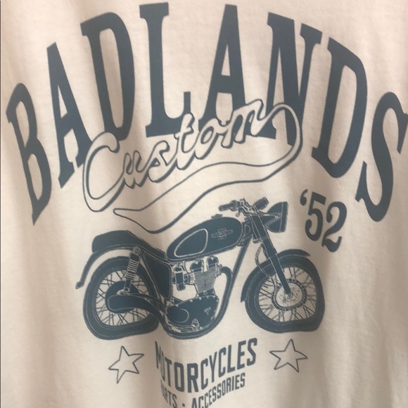 Kid Dangerous White and Blue Short Sleeve Tee with Vintage Motorcycle Graphic - Picture 3 of 3